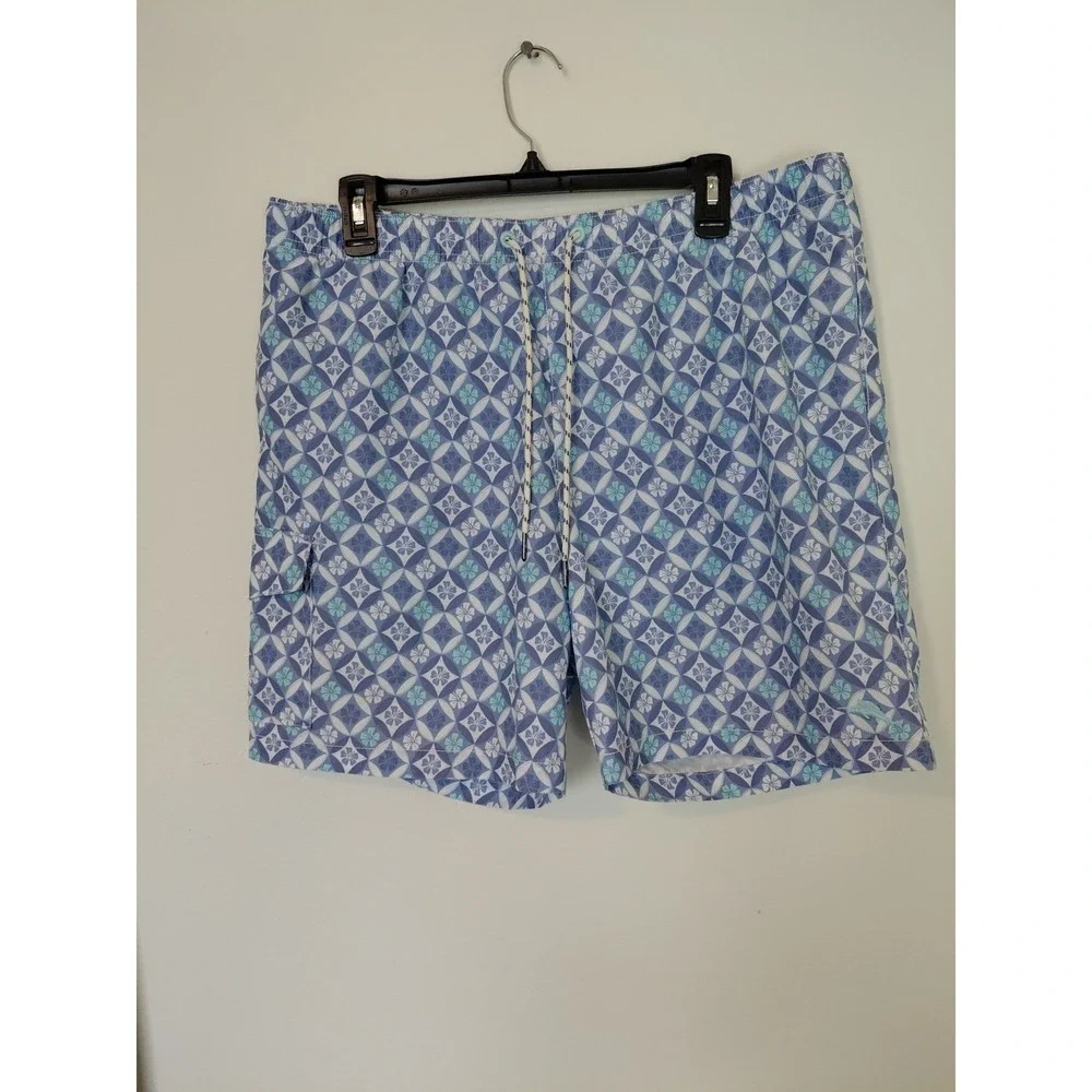 Tommy Bahama Relax Hawaiian Cargo Board Shorts Mens‎ Large Blue Lined Preppy
